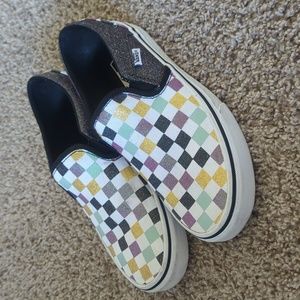 Vans glitter check slip on shoes sneakers
